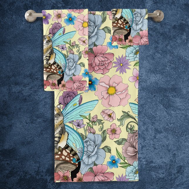Chat féerique tabby pastel fantaisiste floral  (Créateur téléchargé)