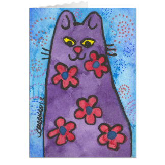 Chat fleuri pourpre d'amusement