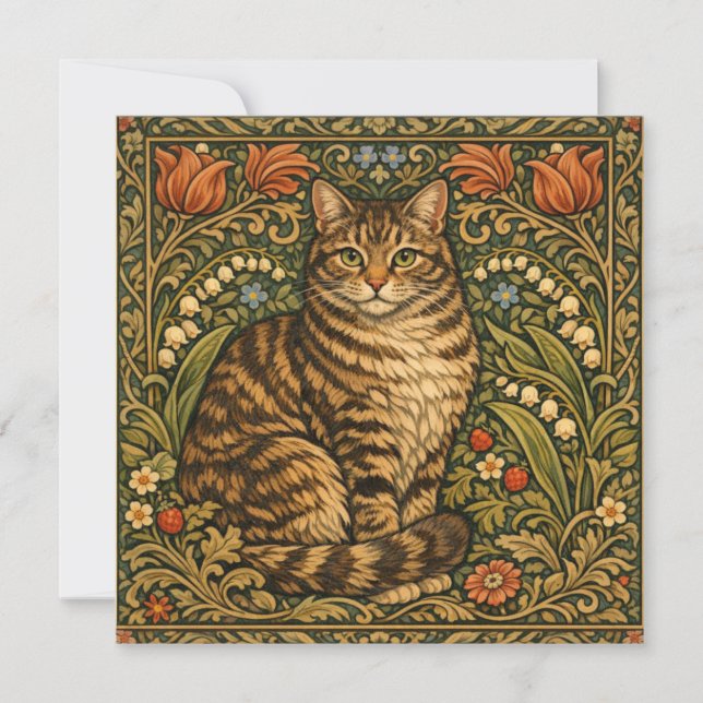 Chat floral botanique élégant vintage (Devant)