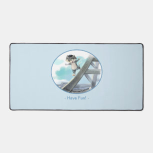 Chat glisse sur la Tour Eiffel – Tapis de bureau f