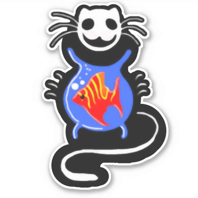 Chat Goth Evil Scary Chat Custom-Cut Vinyl Sticker (Devant)