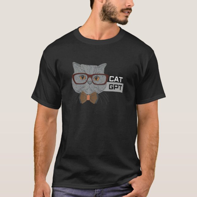 Chat GPT Chat Tee Chaton de travail AI T-Shirt Cha (Devant)