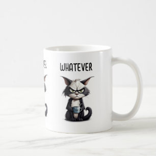 Chat grincheux avec tasse de café