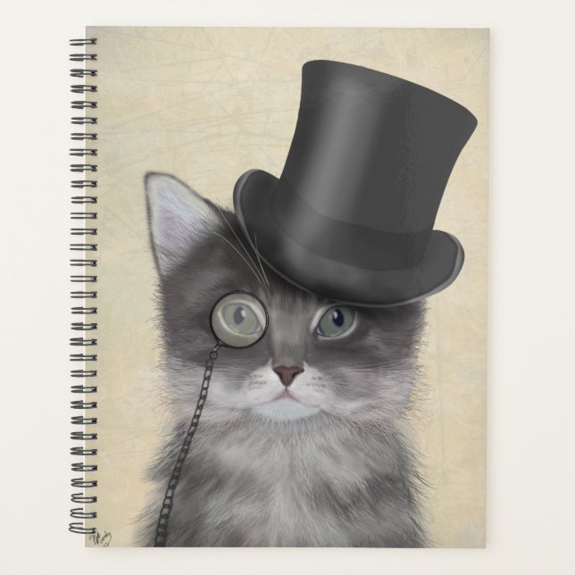 Chat gris avec chapeau supérieur (Devant)