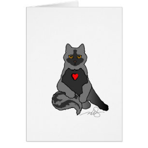 Chat gris avec coeur