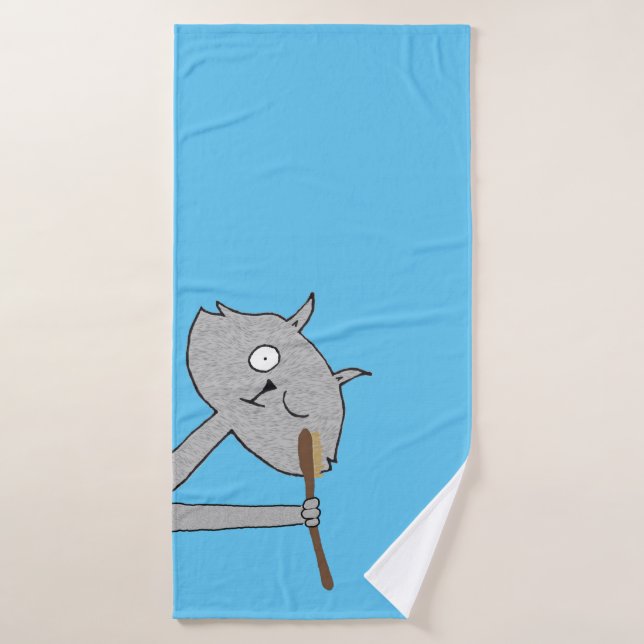 Chat gris bizarre (Serviette de bain)