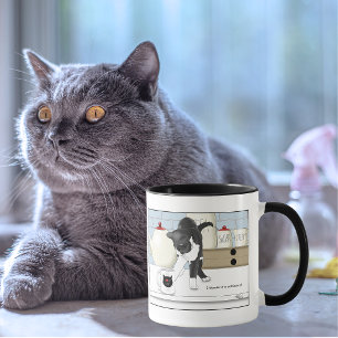 Chat Gris Blanc Curieux Tasse à Thé Drôle Cuisine 