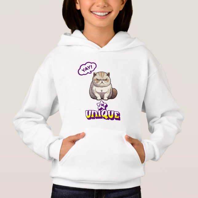 Chat Grumpy "YAY ! Je suis Unique" Sweat Enfant Dr (Devant)