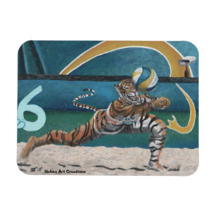 Chat Guerrier Jouer Volleyball Magnet flexible