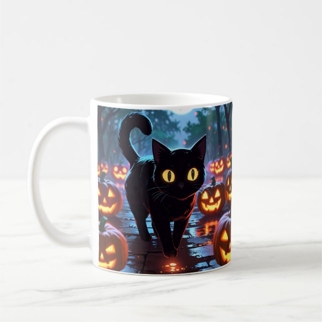 Chat Halloween Mug - Anime Éffrayant Mug (Gauche)
