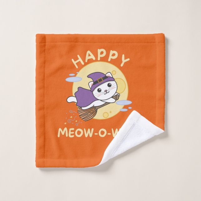 Chat Happy Halloween Happy Meow-o-ween heureux (Gant de toilette)