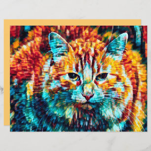 Chat Hippie Coloré Orange Super Découpage