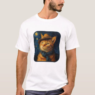 Chat inspiré par le T-shirt de van Gogh