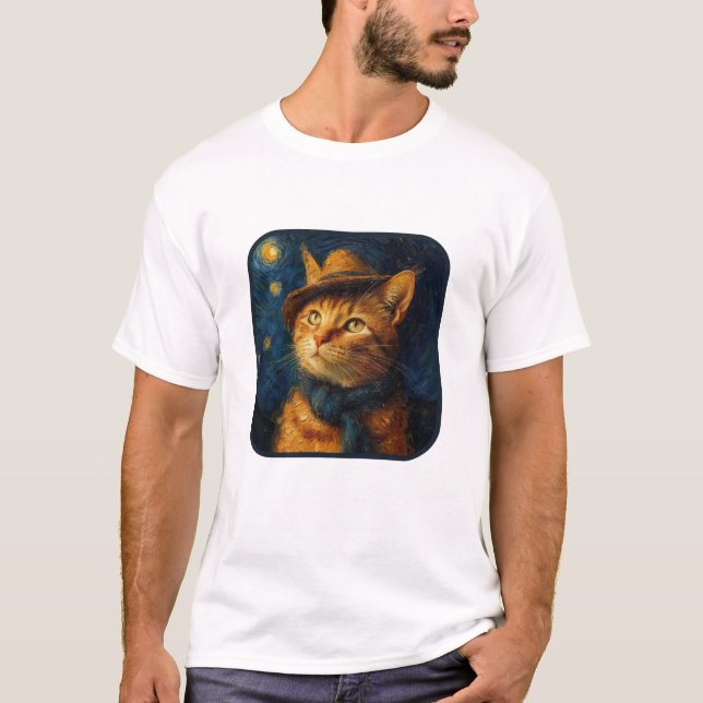 Chat inspiré par le T-shirt de van Gogh (Devant)