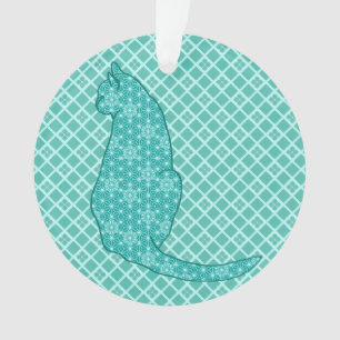 Chat japonais - Kimono turquoise