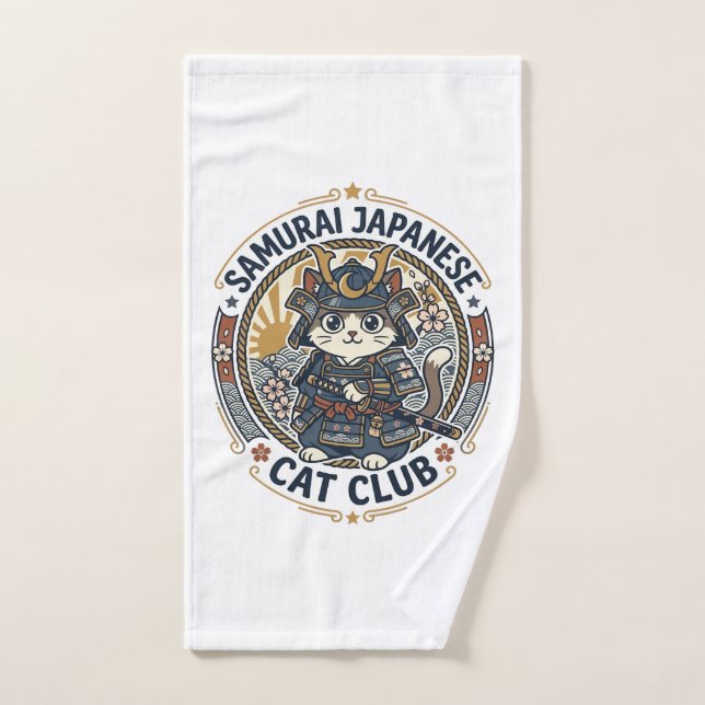 Chat japonais samouraï Art vectoriel POD - Samoura (Serviette à main)