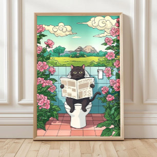 Chat Japonais sur Impression de Toilettes, Impress