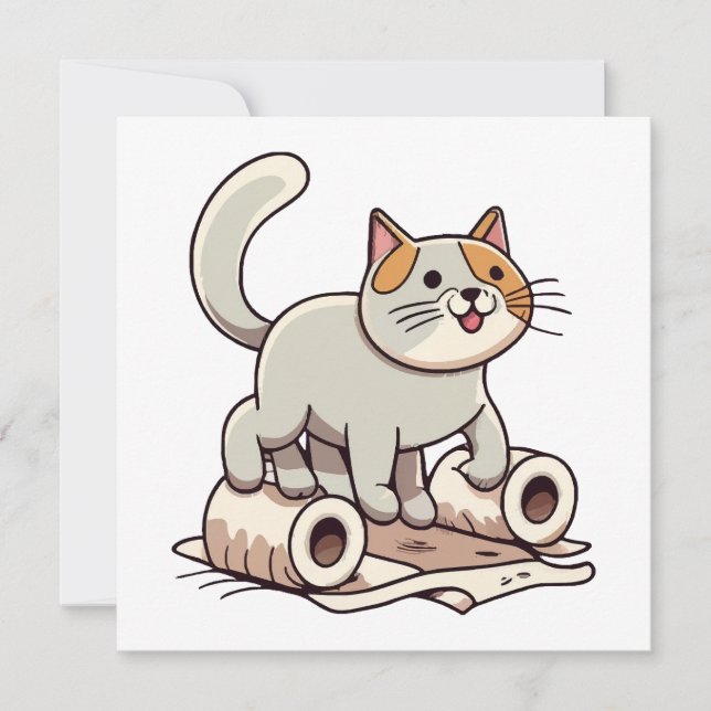Chat Jouant avec du Papier Toilette (Devant)