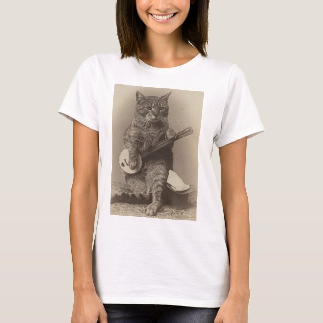 Chat Jouer les t-shirts amusants Banjo (Devant)