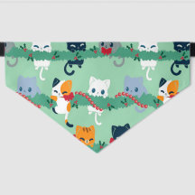 Chat Joyeux Blanc Vert Garland Motif animal de com