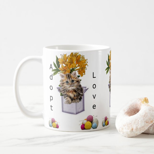 Chat Kitten Fil et chat Adoption Mug (Avec donut)