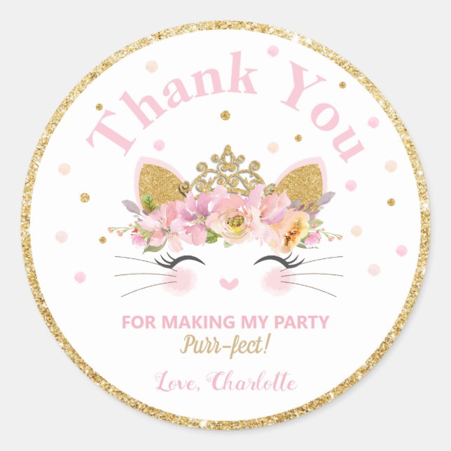 Chat Kitty Anniversaire Merci Sticker Favorisera l (Devant)