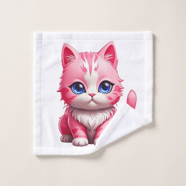 Chat Kitty Rose Cute (Gant de toilette)