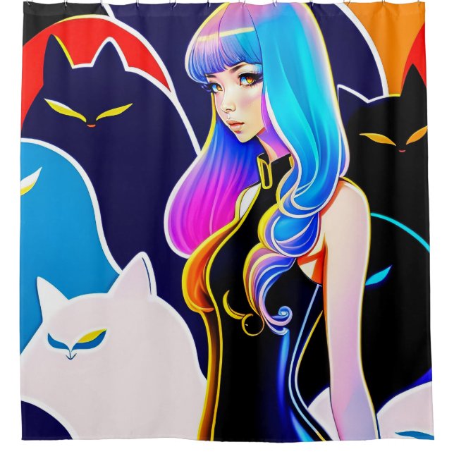 Chat Lady Douche Rideau Avec Douche (Devant)