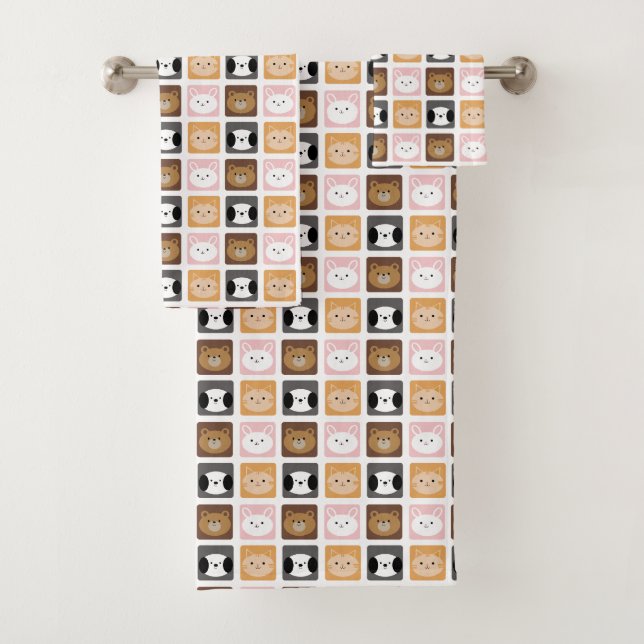 Chat, lapin, chien et motif d'ours (En situation)