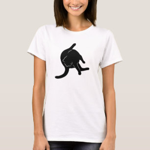 Chat léchant le T-shirt de bout (silhouette noire