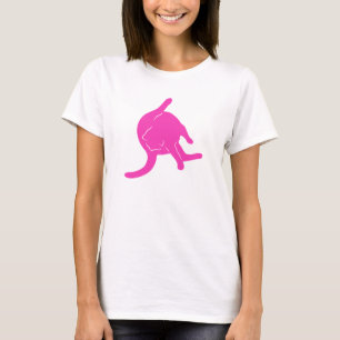 Chat léchant le T-shirt de bout (silhouette rose)
