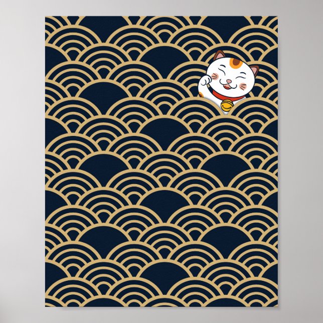 Chat Lucky Japonais Calico | Poster de Maneki Neko (Devant)