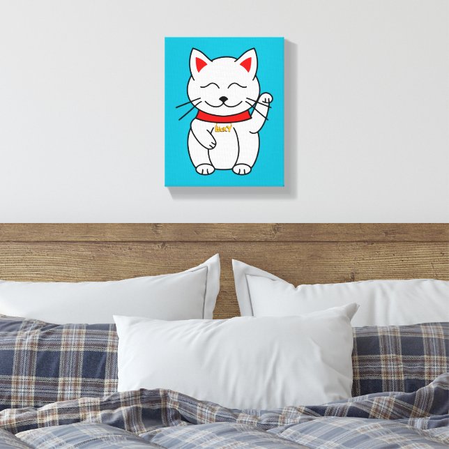 Chat Lucky minimaliste toile d'art (Insitu(Chambre))