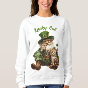 Chat Lucky St. Patrick's Day Sweatshirt Leprechaun
