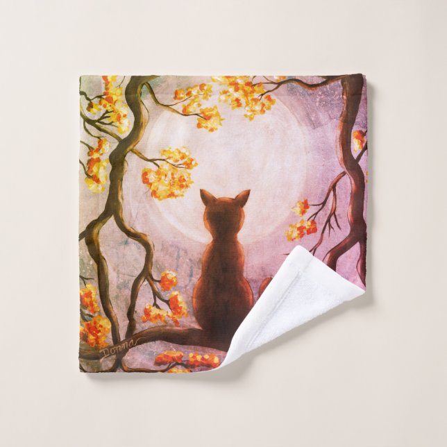 Chat lunatique dans l'art de peinture de Pleine (Gant de toilette)