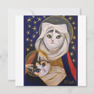 Chat Madonna et enfant, famille sainte, carte de N