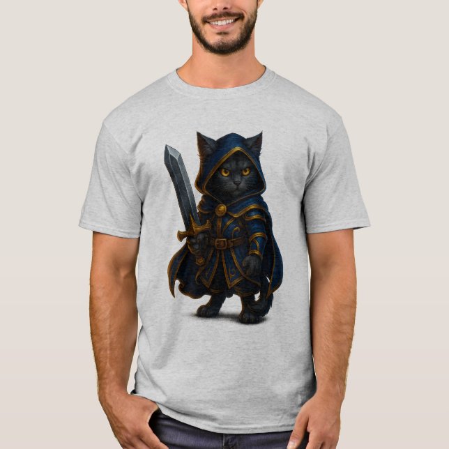 Chat Mage Mystique – T-Shirt à cape de sorcier Fan (Devant)