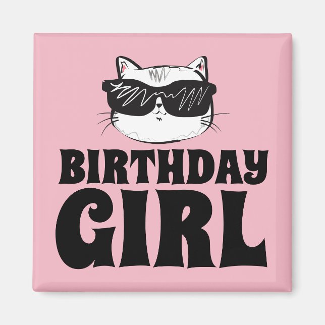 CHAT MAGNET DE FILLE D'ANNIVERSAIRE (Devant)
