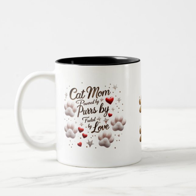 Chat Maman Mug - Purrs, Amour & Cutesse Surcharge (Gauche)