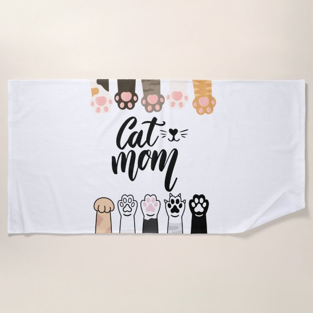 Chat Maman serviette de plage - Cute Chat serviett (Devant)