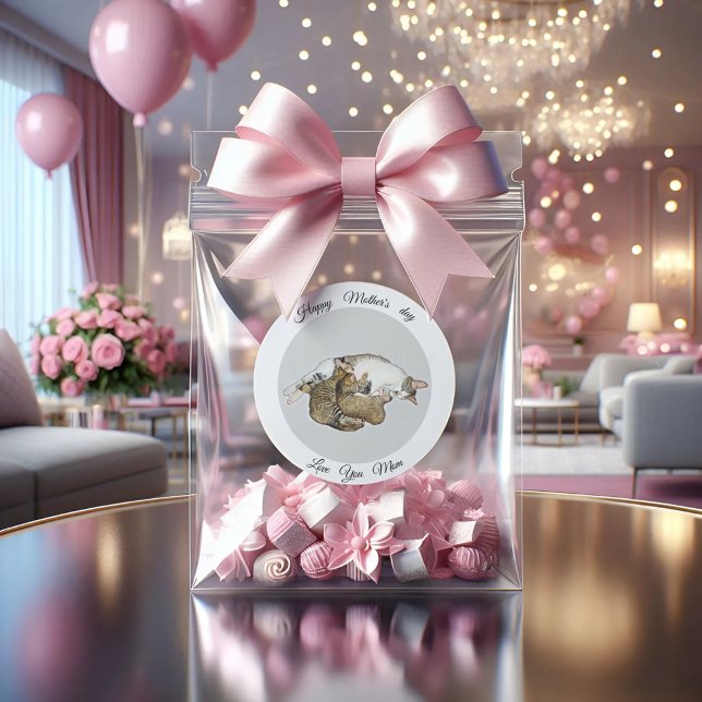 Chat Mère mignonne et chatons personnalisé Sticker (Créateur téléchargé)