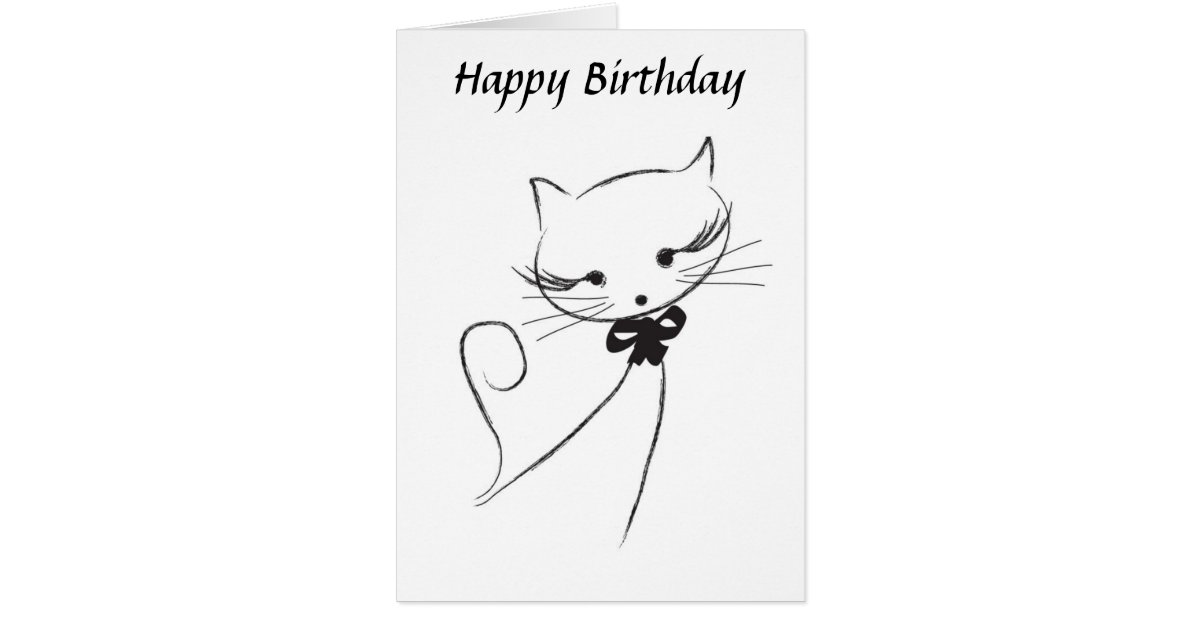 Chat Mignon Avec La Carte De Joyeux Anniversaire Zazzle Fr