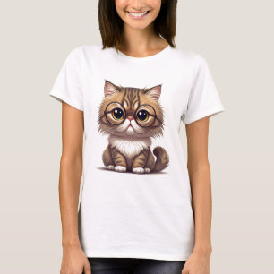 Chat mignon avec T-shirt avec lunettes