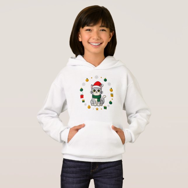 Chat mignon avec un chapeau de Père Noël – Vacance (Devant entier)