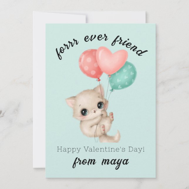 Chat mignon Carte de Saint Valentin (Devant)