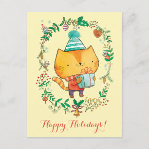 Chat mignon de Noël avec la grande carte postale