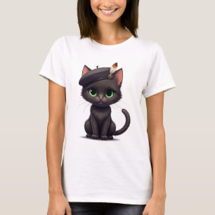 Chat mignon en T-shirt Beret
