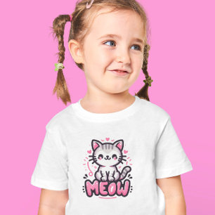 Chat mignon noir et rose T-shirt enfant