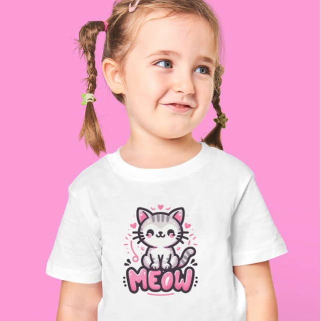 Chat mignon noir et rose T-shirt enfant (Créateur téléchargé)