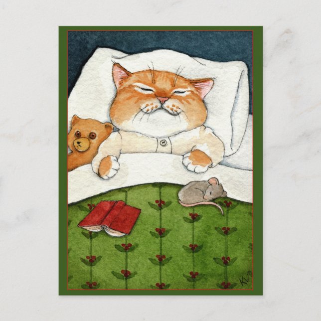 Chat mignon, souris, ours en peluche carte postale (Devant)
